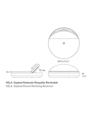 Vondom Vela reclyning daybed round in polyethylene with upholstered cushion