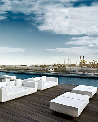 Vondom Vela pouff in polyethylene with upholstered cushion