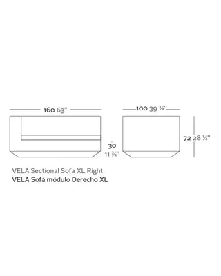 Vondom Vela sofa end module in polyethylene with upholstered cushions
