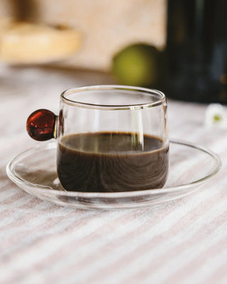 Zafferano Bilia glass Coffee cup with small plate 12 cl-4.06 oz - Buy now on ShopDecor - Discover the best products by ZAFFERANO design