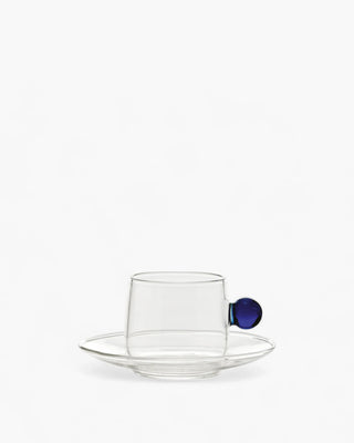 Zafferano Bilia glass Coffee cup with small plate 12 cl-4.06 oz Zafferano Blue - Buy now on ShopDecor - Discover the best products by ZAFFERANO design
