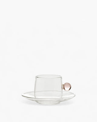 Zafferano Bilia glass Coffee cup with small plate 12 cl-4.06 oz Zafferano Pink - Buy now on ShopDecor - Discover the best products by ZAFFERANO design