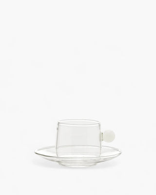 Zafferano Bilia glass Coffee cup with small plate 12 cl-4.06 oz Zafferano White - Buy now on ShopDecor - Discover the best products by ZAFFERANO design