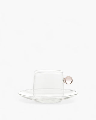 Zafferano Bilia glass Tea cup with small plate 22 cl-7.44 oz Zafferano Pink - Buy now on ShopDecor - Discover the best products by ZAFFERANO design