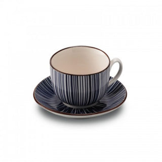 Zafferano Tue porcelain Coffee cup with small plate blue stripes - Buy now on ShopDecor - Discover the best products by ZAFFERANO design