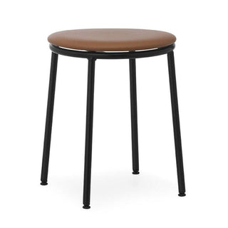 Normann Copenhagen Circa black steel stool with upholstery ultra leather seat h. 17 2/3 in. - Buy now on ShopDecor - Discover the best products by NORMANN COPENHAGEN design