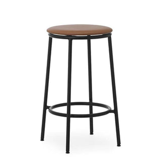 Normann Copenhagen Circa black steel stool with upholstery ultra leather seat h. 65 cm. - Buy now on ShopDecor - Discover the best products by NORMANN COPENHAGEN design