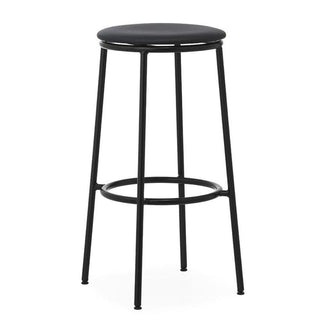 Normann Copenhagen Circa black steel stool with upholstery ultra leather seat h. 75 cm. - Buy now on ShopDecor - Discover the best products by NORMANN COPENHAGEN design