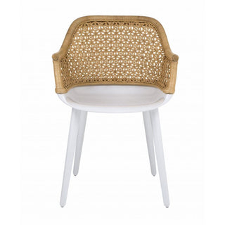 Magis Cyborg Elegant armchair with glossy white frame and back in natural wicker - Buy now on ShopDecor - Discover the best products by MAGIS design