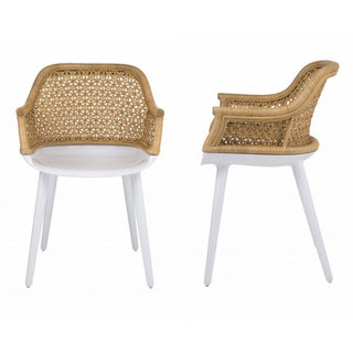 Magis Cyborg Elegant armchair with glossy white frame and back in natural wicker - Buy now on ShopDecor - Discover the best products by MAGIS design