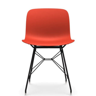 Magis Troy Wireframe chair in polypropylene with black structure Magis Coral red 1490C - Buy now on ShopDecor - Discover the best products by MAGIS design