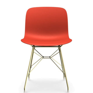 Magis Troy Wireframe chair in polypropylene with golden structure Magis Coral red 1490C - Buy now on ShopDecor - Discover the best products by MAGIS design