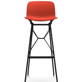 Magis Troy Wireframe high stool in polypropylene with black structure h. 102 cm. Magis Coral red 1490C - Buy now on ShopDecor - Discover the best products by MAGIS design