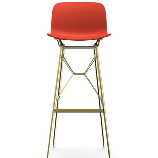 Magis Troy Wireframe high stool in polypropylene with golden structure h. 102 cm. Magis Coral red 1490C - Buy now on ShopDecor - Discover the best products by MAGIS design