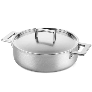 Mepra Attiva Vintage frying pan two handles with lid diam. 28 cm. pewter - Buy now on ShopDecor - Discover the best products by MEPRA design