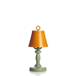 Moooi Paper Patchwork #10 green table lamp with orange lampshade Buy now on Shopdecor