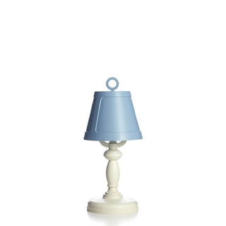 Moooi Paper Patchwork #8 white table lamp with blue lampshade Buy now on Shopdecor