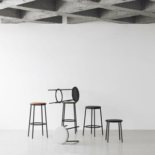 Normann Copenhagen Circa black steel stool with upholstery fabric seat h. 65 cm. - Buy now on ShopDecor - Discover the best products by NORMANN COPENHAGEN design