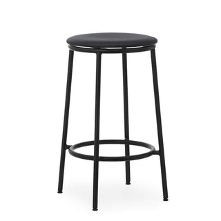 Normann Copenhagen Circa black steel stool with upholstery ultra leather seat h. 65 cm. Normann Copenhagen Circa Ultra Leather Black 41599 - Buy now on ShopDecor - Discover the best products by NORMANN COPENHAGEN design
