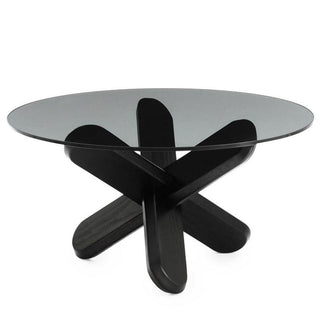 Normann Copenhagen Ding table with smoke glass top diam. 75 cm and wood legs Normann Copenhagen Ding Black - Buy now on ShopDecor - Discover the best products by NORMANN COPENHAGEN design
