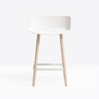 Pedrali Babila 2757 stool with ash legs seat H.64.5 cm. White - Buy now on ShopDecor - Discover the best products by PEDRALI design