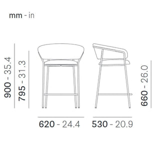 Pedrali Jazz 3717 padded stool in fabric with seat H.66 cm. - Buy now on ShopDecor - Discover the best products by PEDRALI design