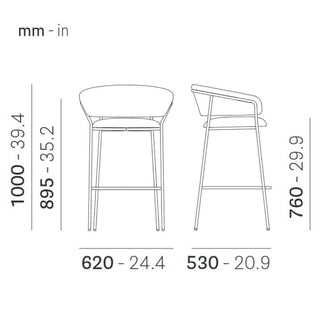 Pedrali Jazz 3718 padded stool in fabric with seat H.76 cm. - Buy now on ShopDecor - Discover the best products by PEDRALI design