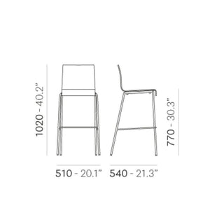 Pedrali Kuadra 1116 stool with chromed legs and seat H.77 cm. - Buy now on ShopDecor - Discover the best products by PEDRALI design