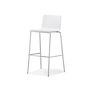 Pedrali Kuadra 1116 stool with chromed legs and seat H.77 cm. White - Buy now on ShopDecor - Discover the best products by PEDRALI design