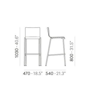 Pedrali Kuadra 1326 wooden stool with seat H.80 cm. - Buy now on ShopDecor - Discover the best products by PEDRALI design