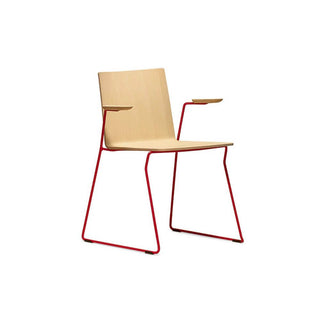 Pedrali Osaka Metal 5715 ash wood armchair with sled base Red - Buy now on ShopDecor - Discover the best products by PEDRALI design