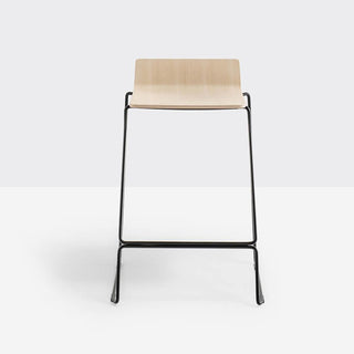 Pedrali Osaka Metal 5716 ash stool with sled base and seat H.65 cm. Pedrali Natural ash FR - Buy now on ShopDecor - Discover the best products by PEDRALI design