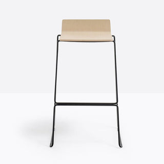 Pedrali Osaka Metal 5717 ash stool with sled base and seat H.75 cm. Pedrali Natural ash FR - Buy now on ShopDecor - Discover the best products by PEDRALI design