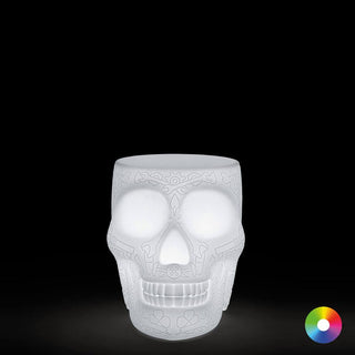 Qeeboo Mexico stool and sidetable in the shape of a skull outdoor LED - Buy now on ShopDecor - Discover the best products by QEEBOO design
