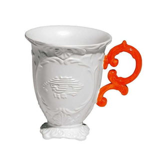 Seletti I-Wares I-Mug porcelain mug with handle White/Orange - Buy now on ShopDecor - Discover the best products by SELETTI design