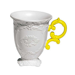 Seletti I-Wares I-Mug porcelain mug with handle White/Yellow - Buy now on ShopDecor - Discover the best products by SELETTI design