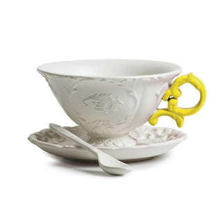 Seletti I-Wares tea set with tea cup, spoon and saucer White/Yellow - Buy now on ShopDecor - Discover the best products by SELETTI design