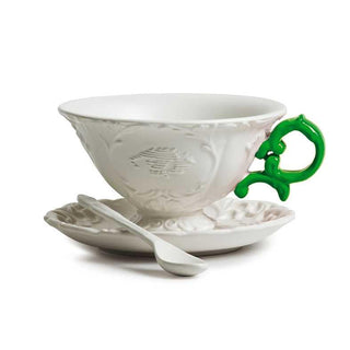 Seletti I-Wares tea set with tea cup, spoon and saucer White/Green - Buy now on ShopDecor - Discover the best products by SELETTI design
