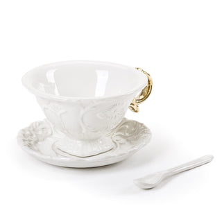 Seletti I-Wares tea set with tea cup, spoon and saucer Gold - Buy now on ShopDecor - Discover the best products by SELETTI design
