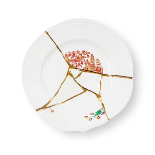 Seletti Kintsugi dinner plate in porcelain/24 carat gold mod. 1 - Buy now on ShopDecor - Discover the best products by SELETTI design
