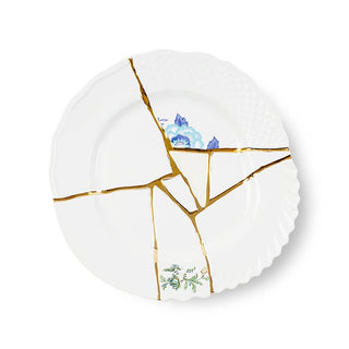 Seletti Kintsugi dinner plate in porcelain/24 carat gold mod. 3 - Buy now on ShopDecor - Discover the best products by SELETTI design
