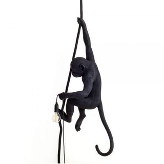 Seletti Monkey Lamp With Rope ceiling lamp black - Buy now on ShopDecor - Discover the best products by SELETTI design