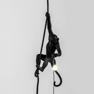 Seletti Monkey Lamp With Rope ceiling lamp black - Buy now on ShopDecor - Discover the best products by SELETTI design