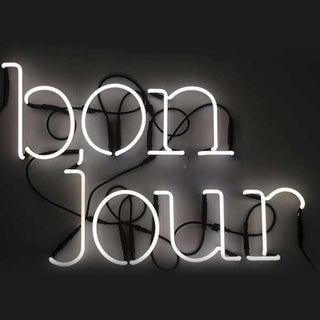 Seletti Neon Art Bonjour wall light letter white - Buy now on ShopDecor - Discover the best products by SELETTI design