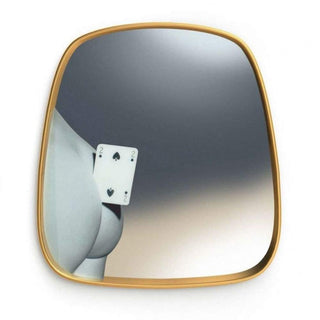 Seletti Toiletpaper Small Mirror Gold Frame Two of Spades - Buy now on ShopDecor - Discover the best products by TOILETPAPER HOME design