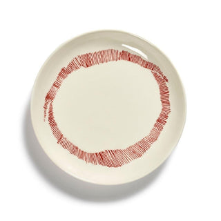 Serax Feast dinner plate diam. 16 cm. white swirl - stripes red - Buy now on ShopDecor - Discover the best products by SERAX design