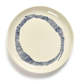 Serax Feast dinner plate diam. 19 cm. white swirl - stripes blue - Buy now on ShopDecor - Discover the best products by SERAX design