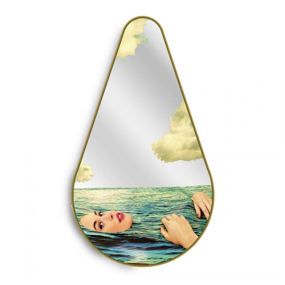 Seletti Toiletpaper Mirror Gold Frame Pear Seagirl