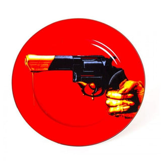 Seletti Toiletpaper Revolver dinner plate with gold border diam. 27 cm. - Buy now on ShopDecor - Discover the best products by TOILETPAPER HOME design
