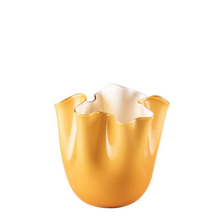 Venini Fazzoletto Bicolore 700.04 vase h. 13.5 cm. Venini Fazzoletto Amber Inside Milk White - Buy now on ShopDecor - Discover the best products by VENINI design